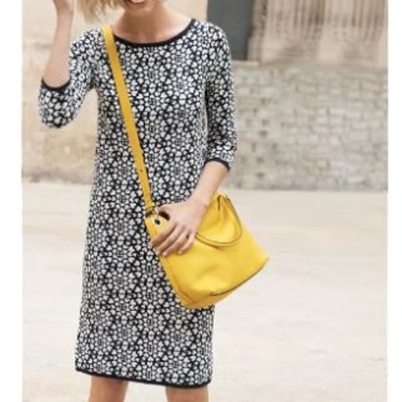 Boden Dresses & Skirts - Boden Prudence Knit Heart Boat Neck Sweater Dress - Size US 6 (Black and…